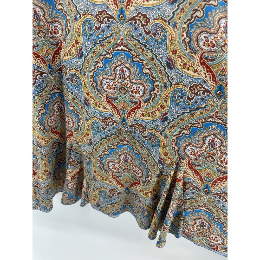 NorthStyle 3X Paisley Tunic Top Boho Flowy Pleated Hem Blue Stretch RR35 - Picture 5 of 11